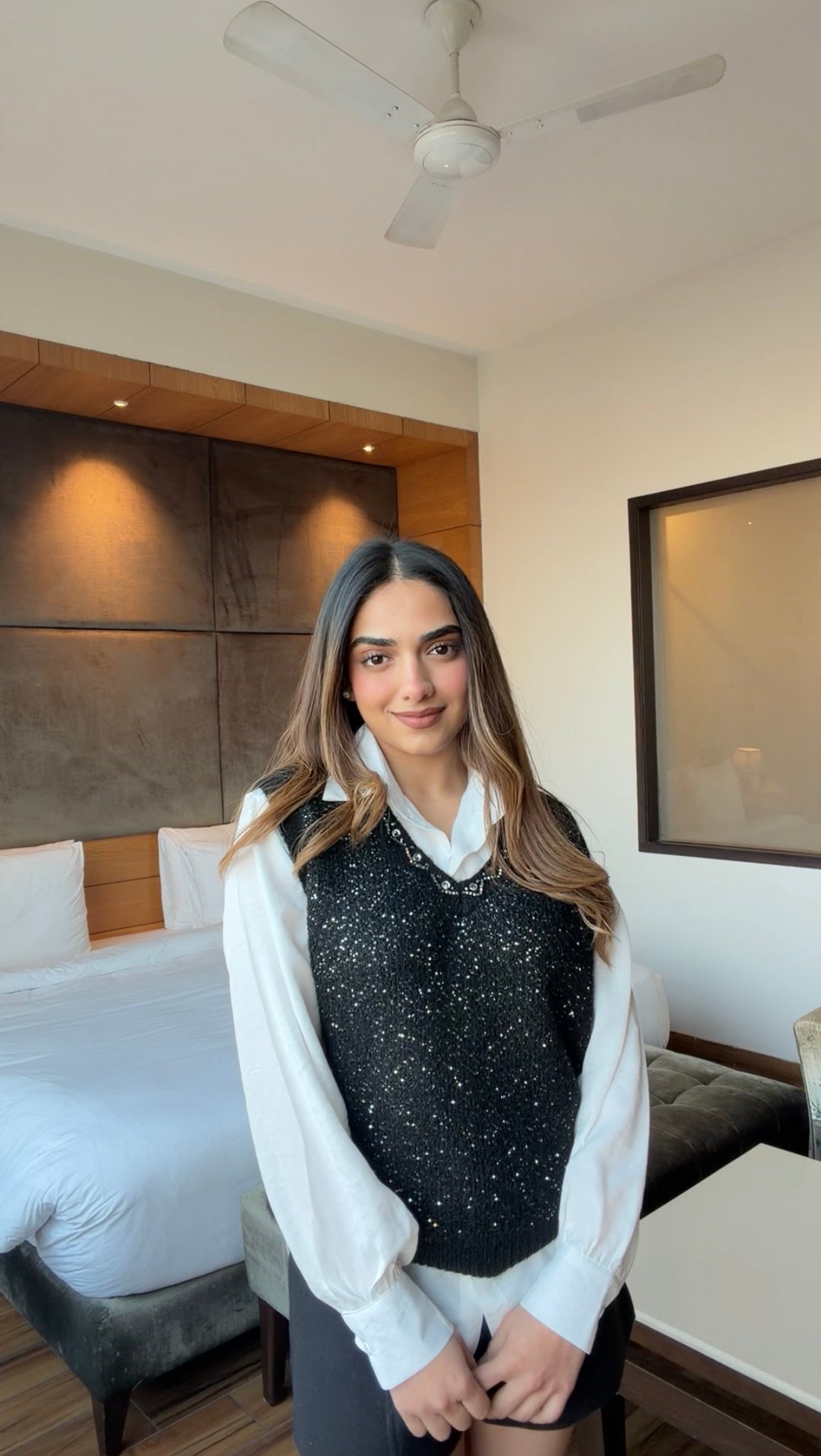 Cressida Embellished Glittery Sweater with Shirt