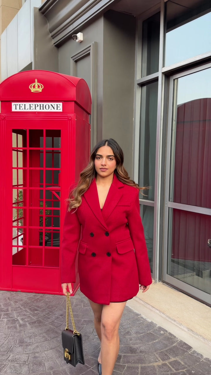 Morganna Red Winter Double Breasted Blazer