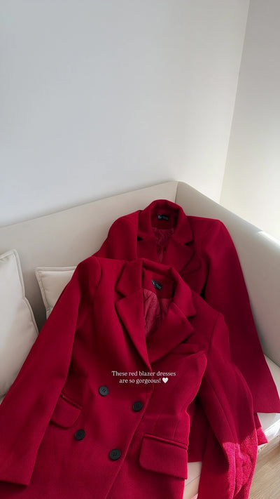 Morganna Red Winter Double Breasted Blazer