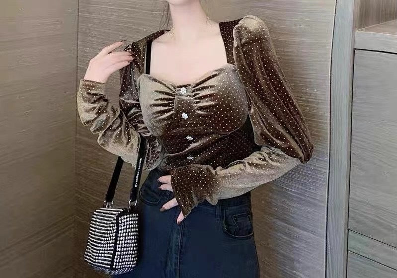 Aimee studded velvet top